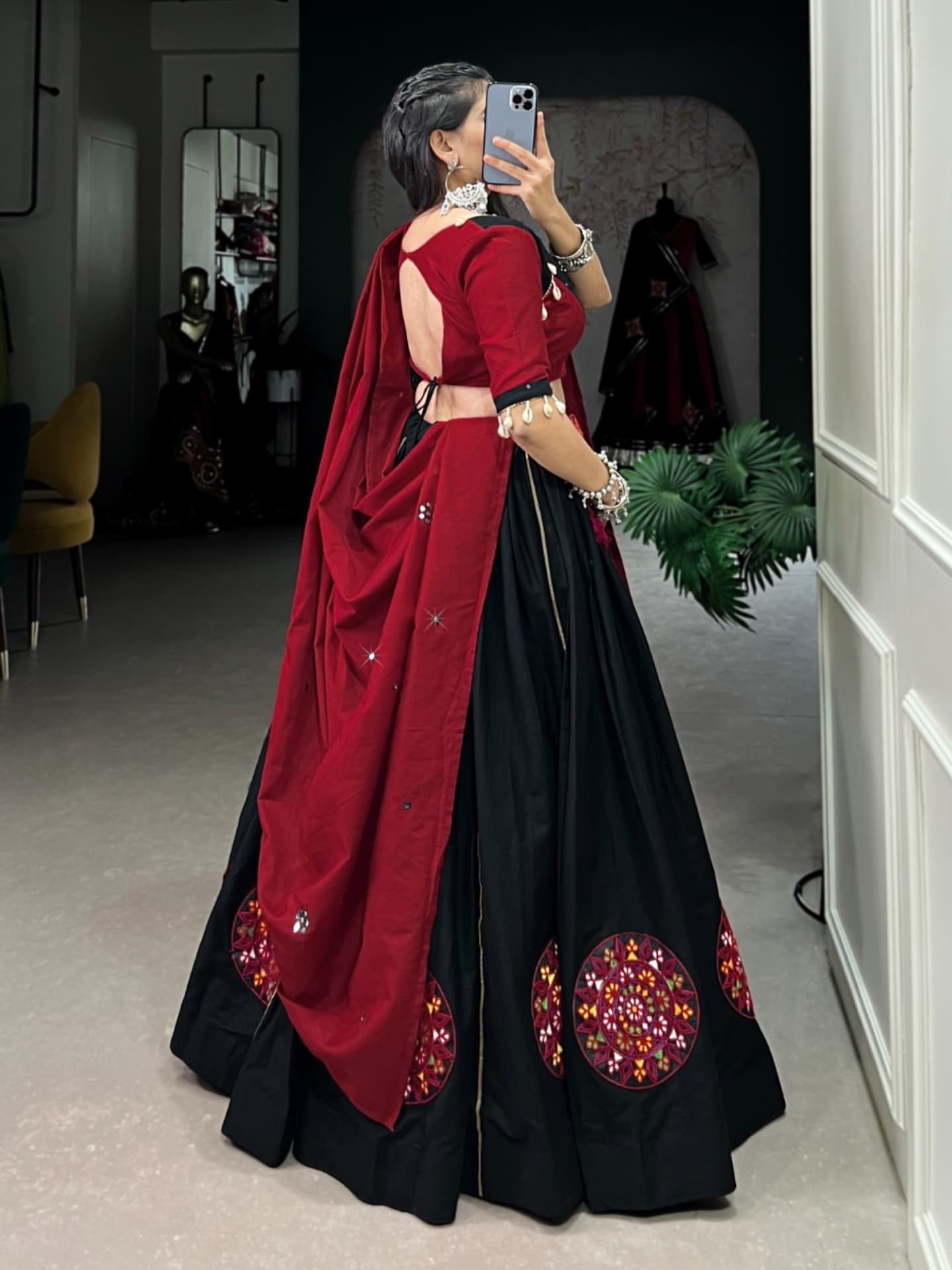 Bold Black Gamthi Lehenga Set