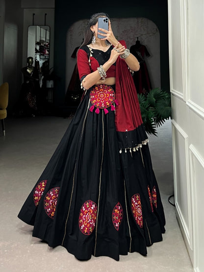 Bold Black Gamthi Lehenga Set