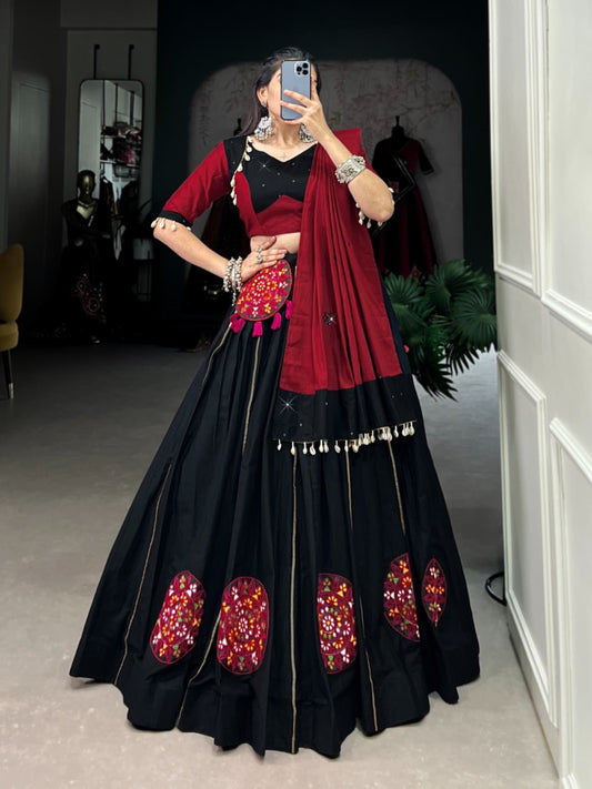 Bold Black Gamthi Lehenga Set