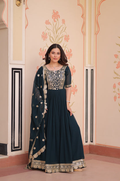 Premium Embroidered Gown with Dupatta
