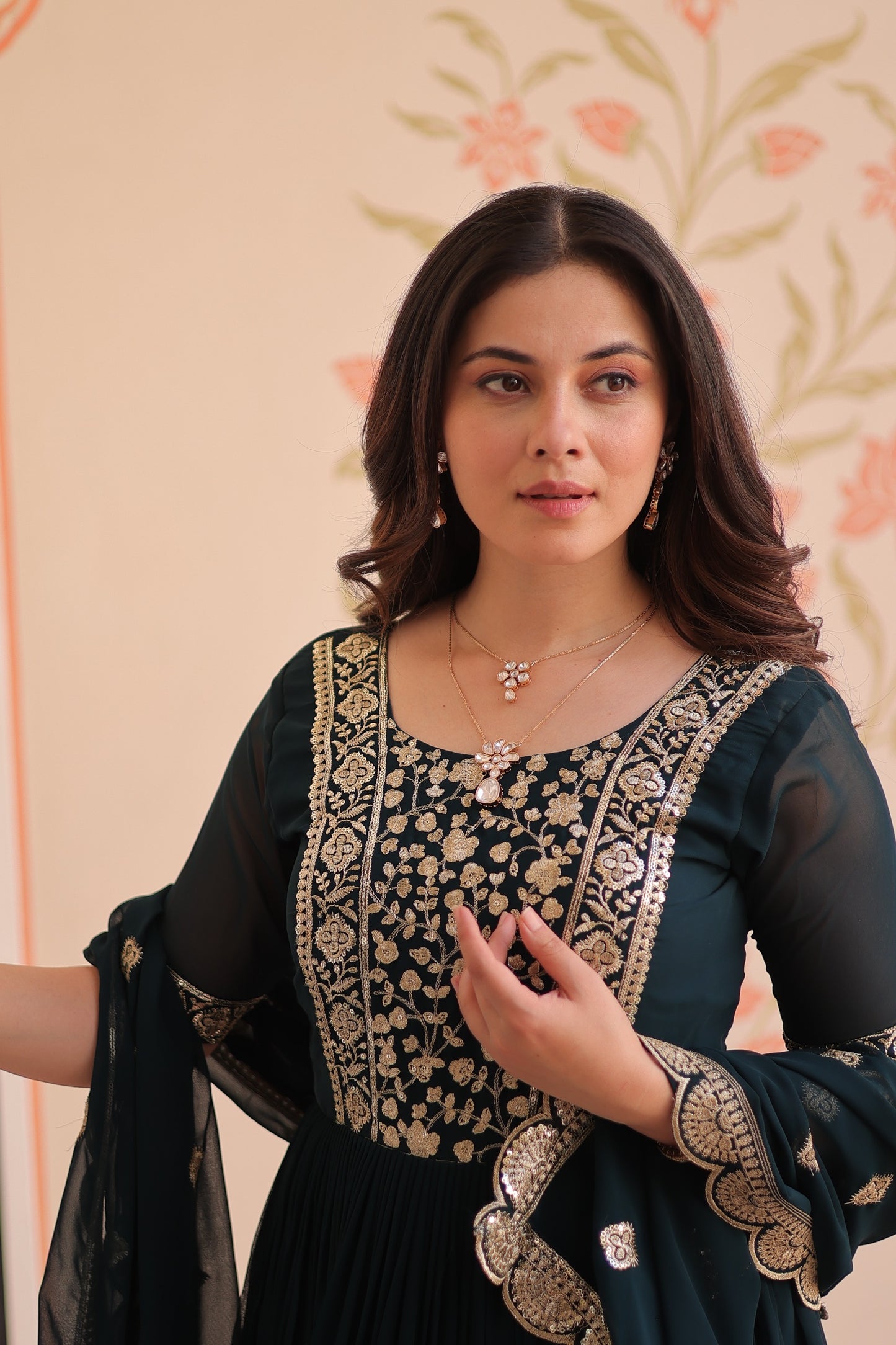 Premium Embroidered Gown with Dupatta