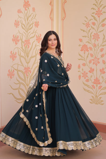 Premium Embroidered Gown with Dupatta
