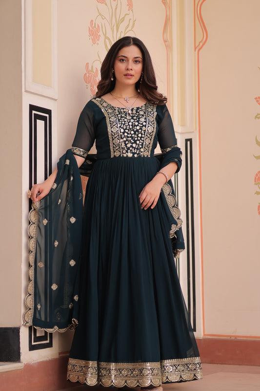 Premium Embroidered Gown with Dupatta