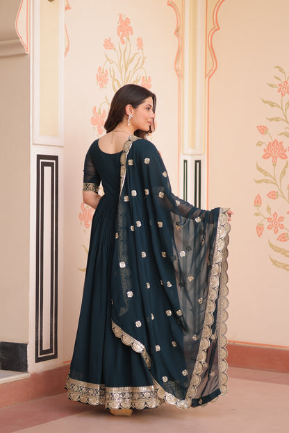 Premium Embroidered Gown with Dupatta